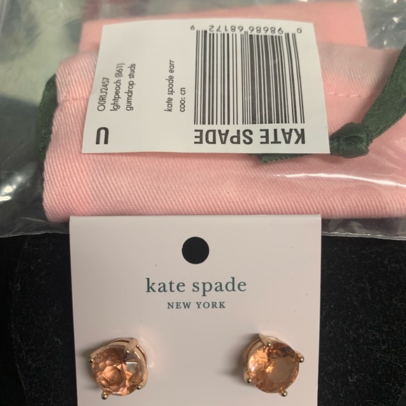 Kate Spade light Peach gumdrop stud earrings glass gum drop - Picture 4 of 9